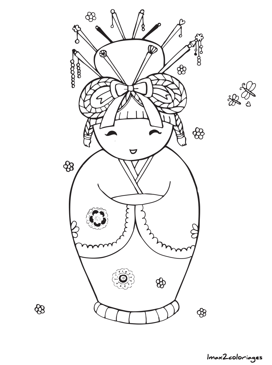 coloriage kokeshi numero 12