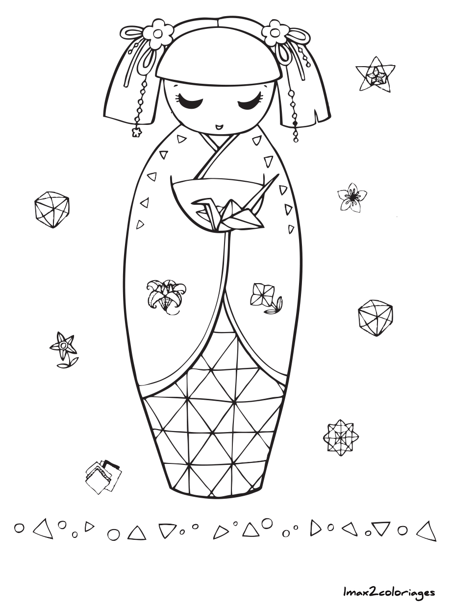 coloriage kokeshi numero 13