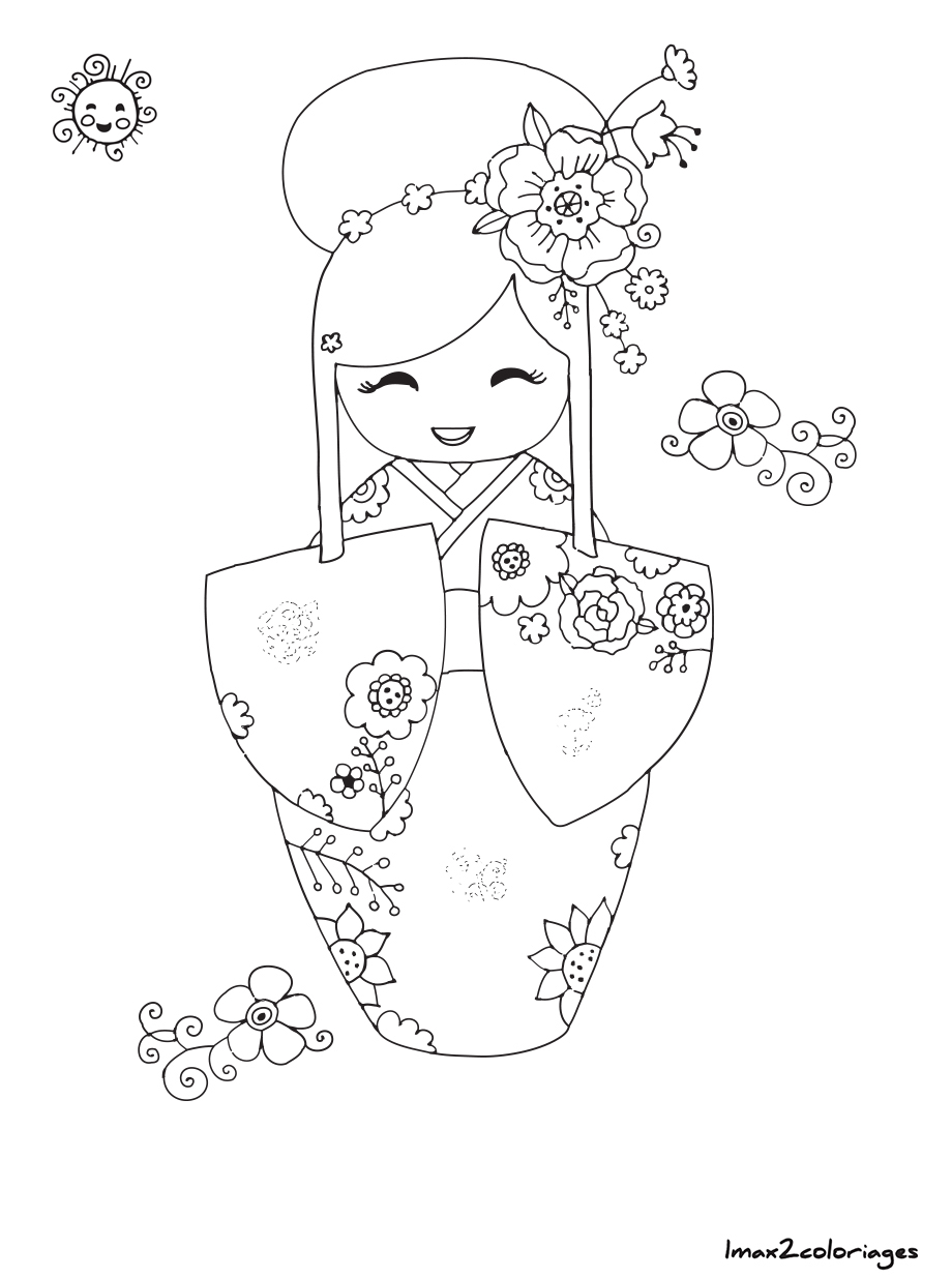 coloriage kokeshi numero 14