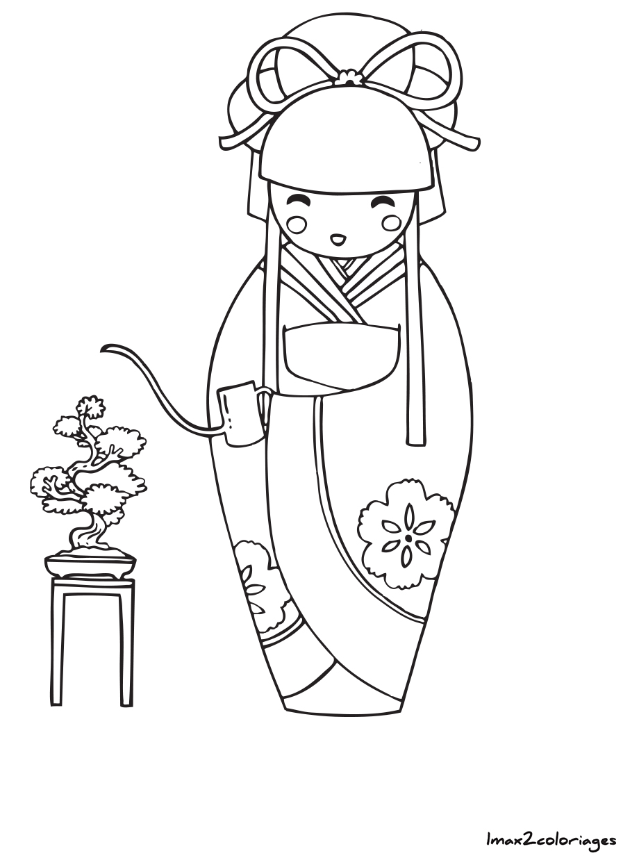 coloriage kokeshi numero 17