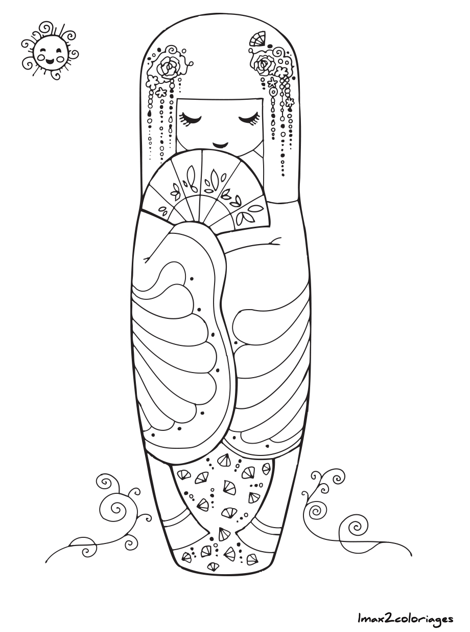 coloriage kokeshi numero 20