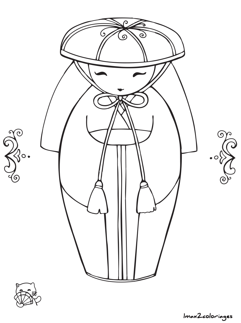 coloriage kokeshi numero 21