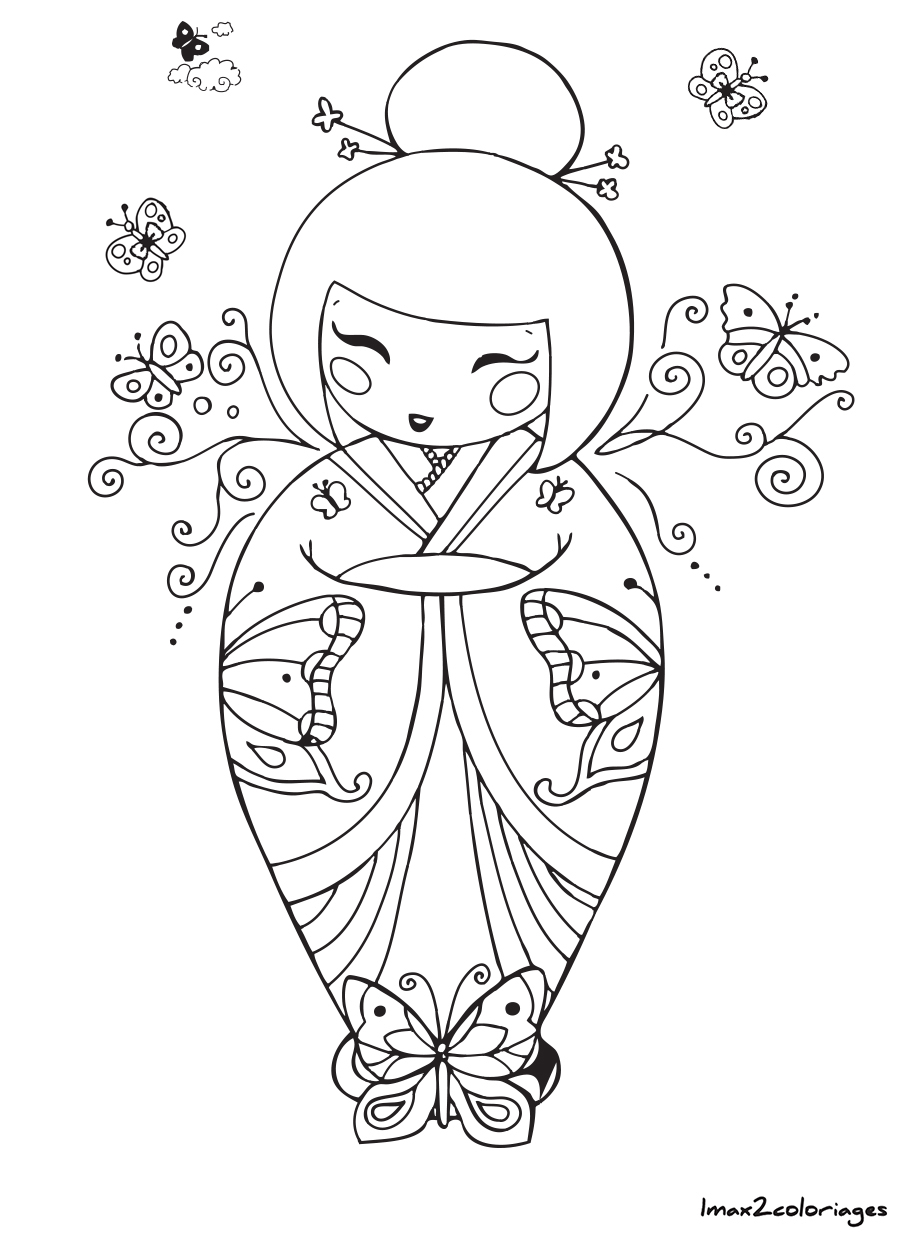 coloriage kokeshi numero 22