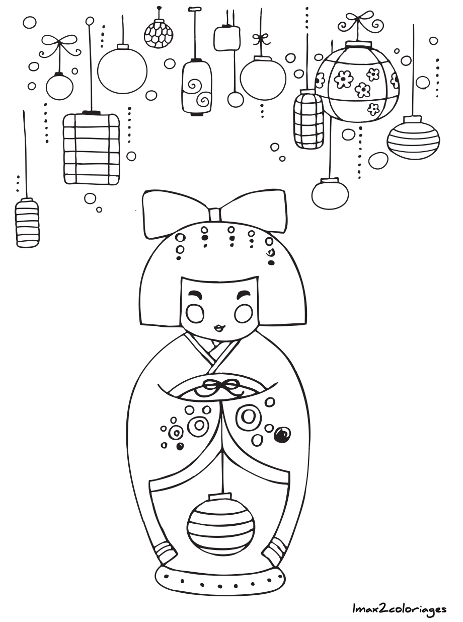 coloriage kokeshi numero 23