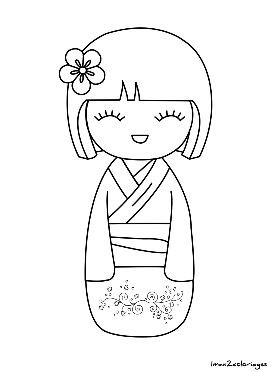 coloriage kokeshi numero 24