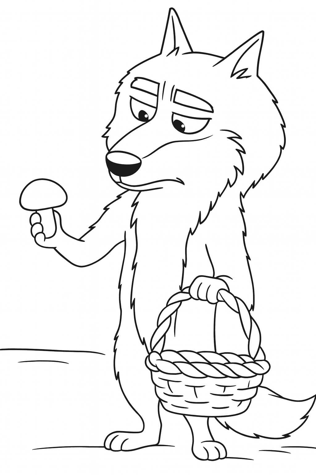 le loup cueillant un champignon coloriages