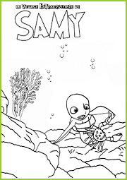 Samy la tortue se fait pincer par un crabe
