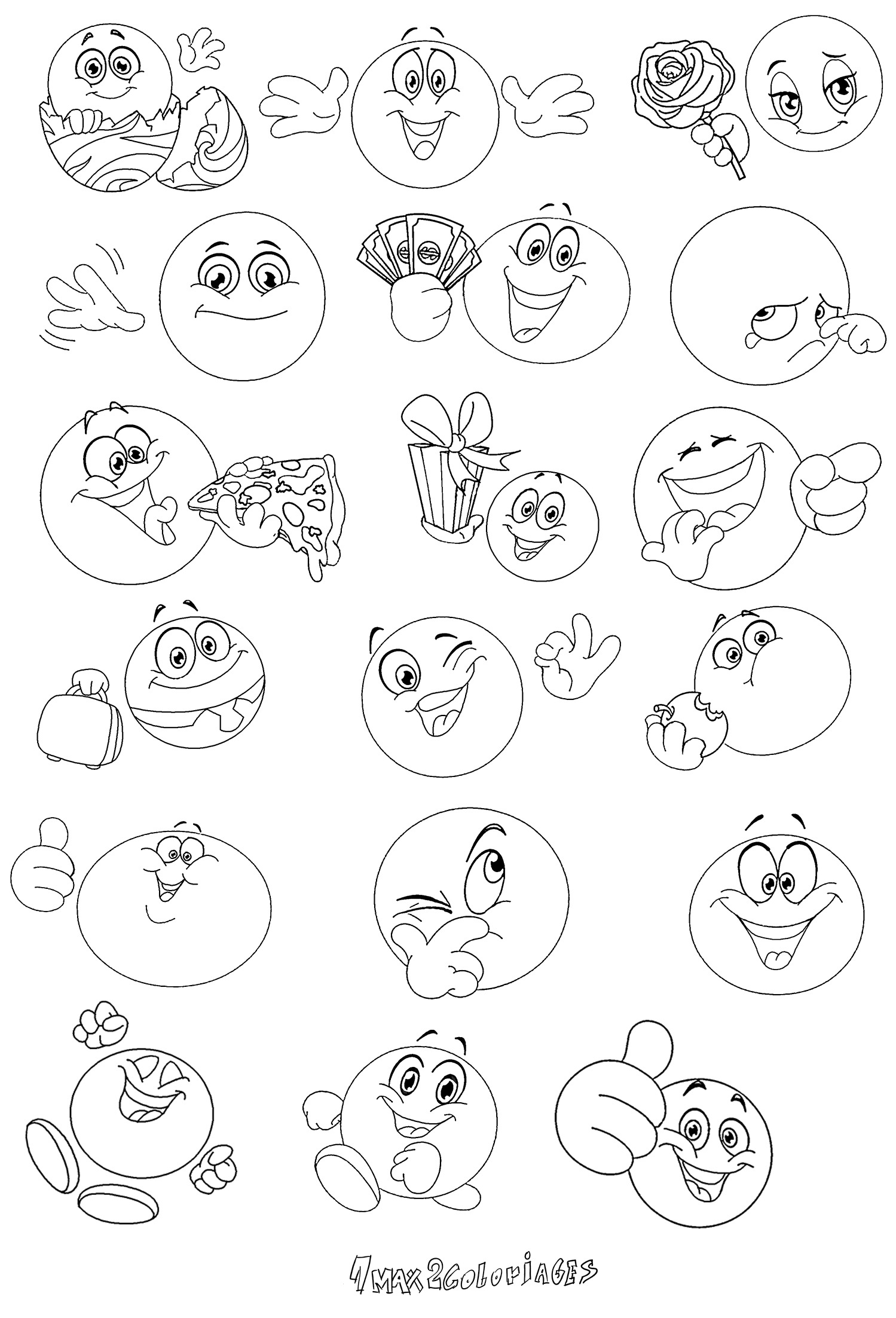 coloriage smileys page 3