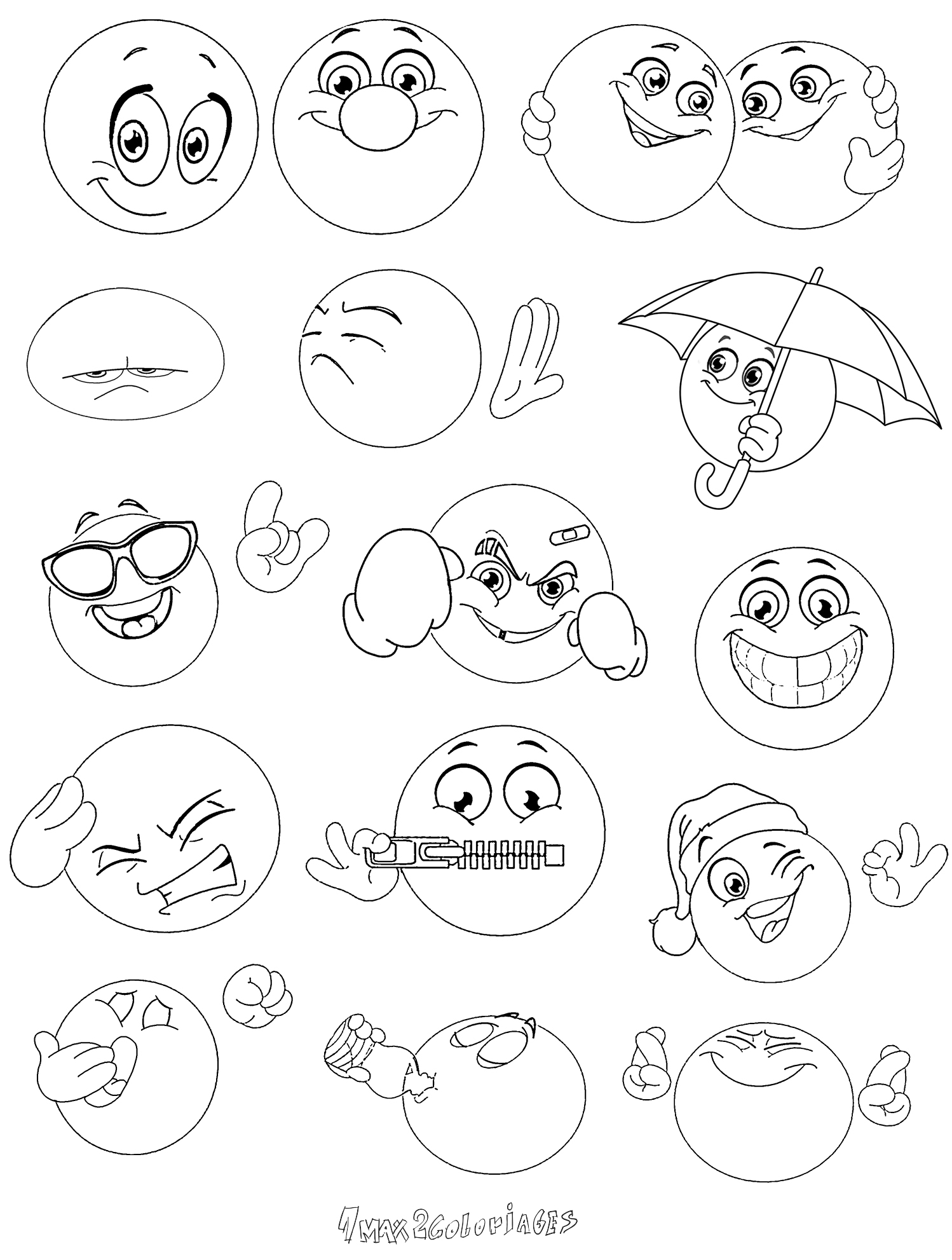 coloriage smileys page 4