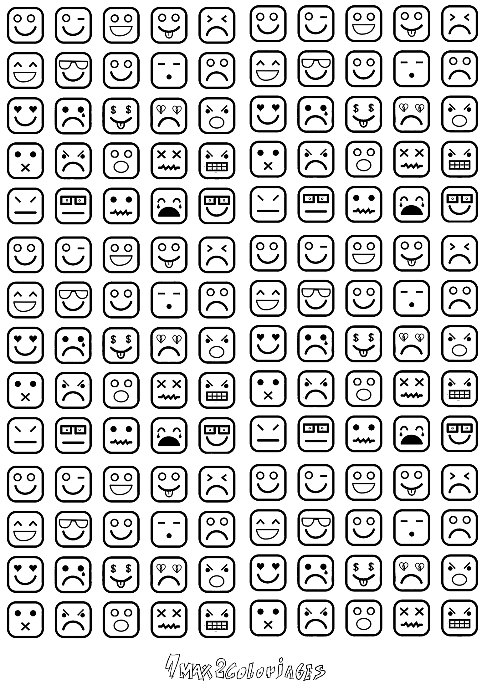 coloriage smileys page 2