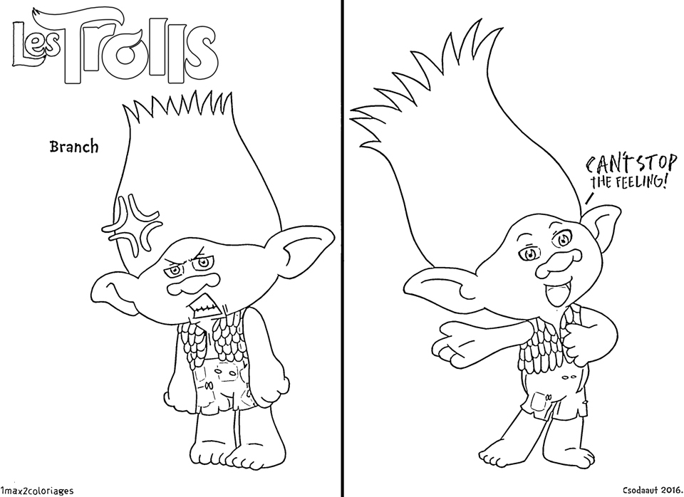 coloriage troll branch