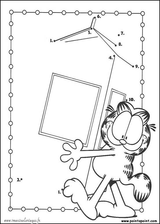 Coloriage Garfield - Relier les points de 1 à 10 