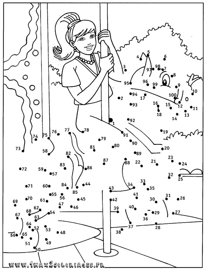 Coloriage fête foraine - Relier les points de 1 à 100 