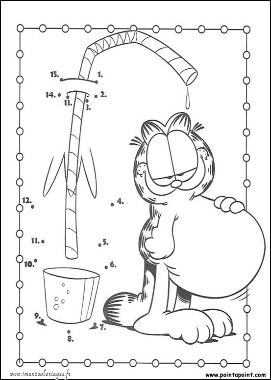 Coloriage Garfield - Relier les points de 1 à 15 