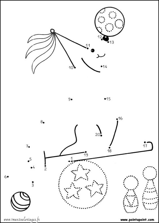 Coloriage cirque - Relier les points de 1 à 20 