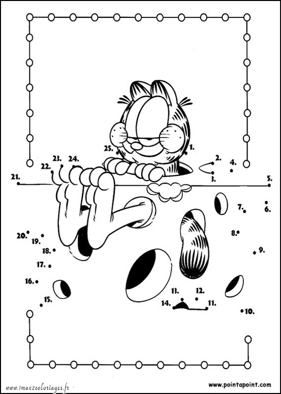 Coloriage Garfield - Relier les points de 1 à 24 