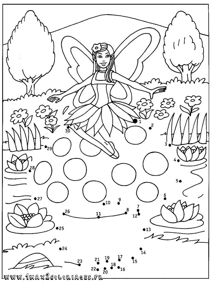 Coloriage champignon - Relier les points de 1 à 30 