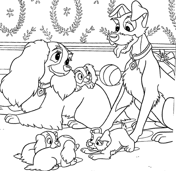Coloriage de lady la belle et le clochard