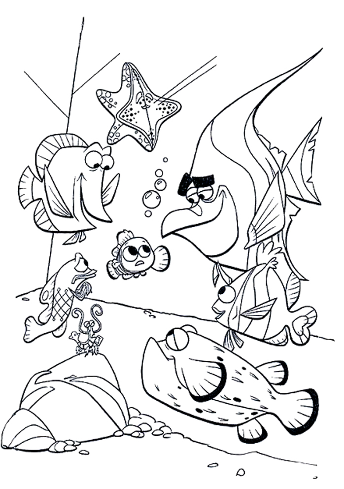 coloriage Les personnages du mon de Nemo