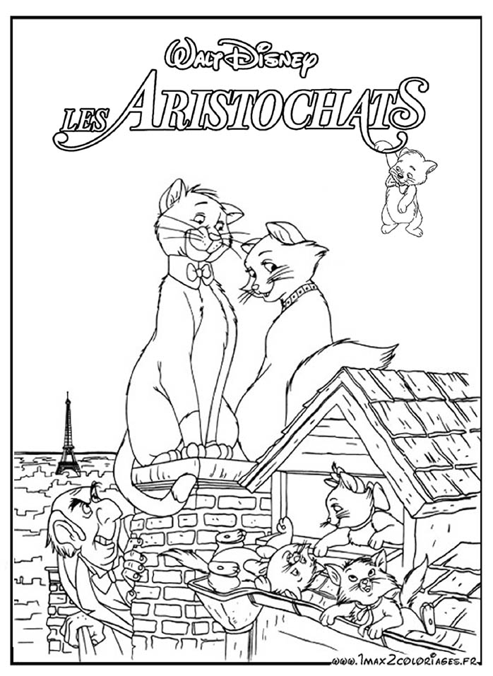 afffiche de film coloriage Les Aristochats