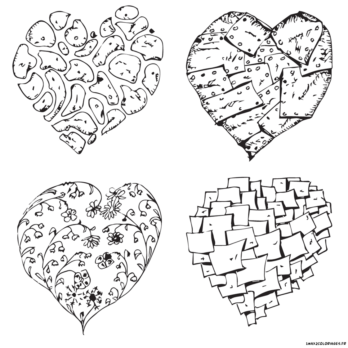coeurs toles feuilles pierres postit