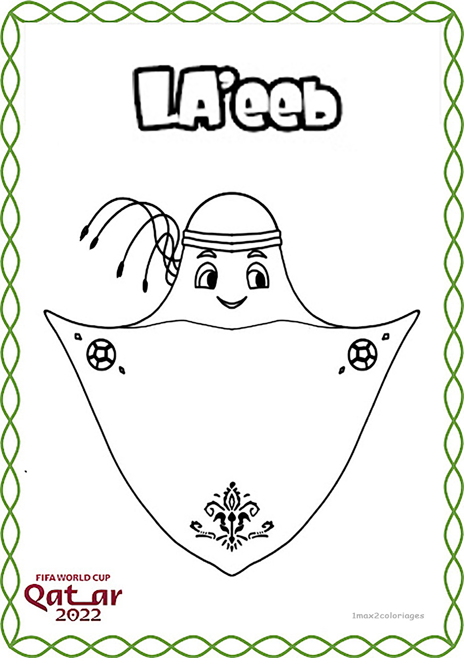 coloriage La'eeb mascotte mondial 2022