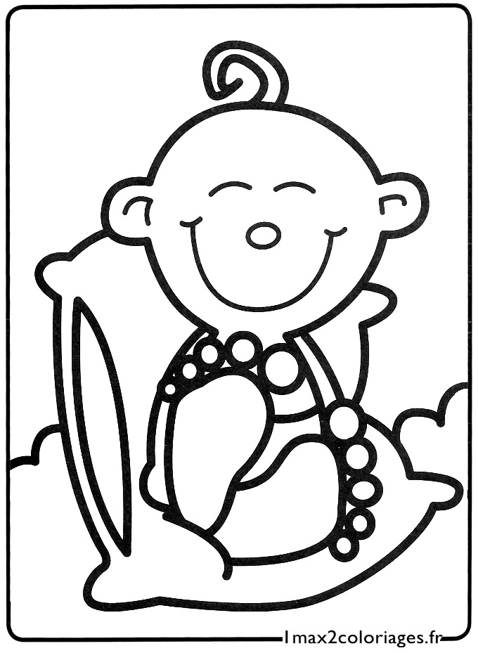 coloriage Le petit bebe est trés souriant