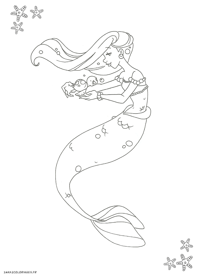 coloriage monde de sirène