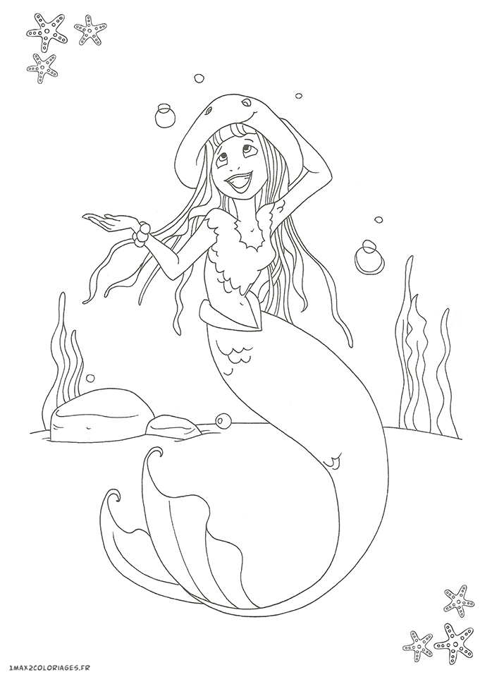 coloriage monde de sirène