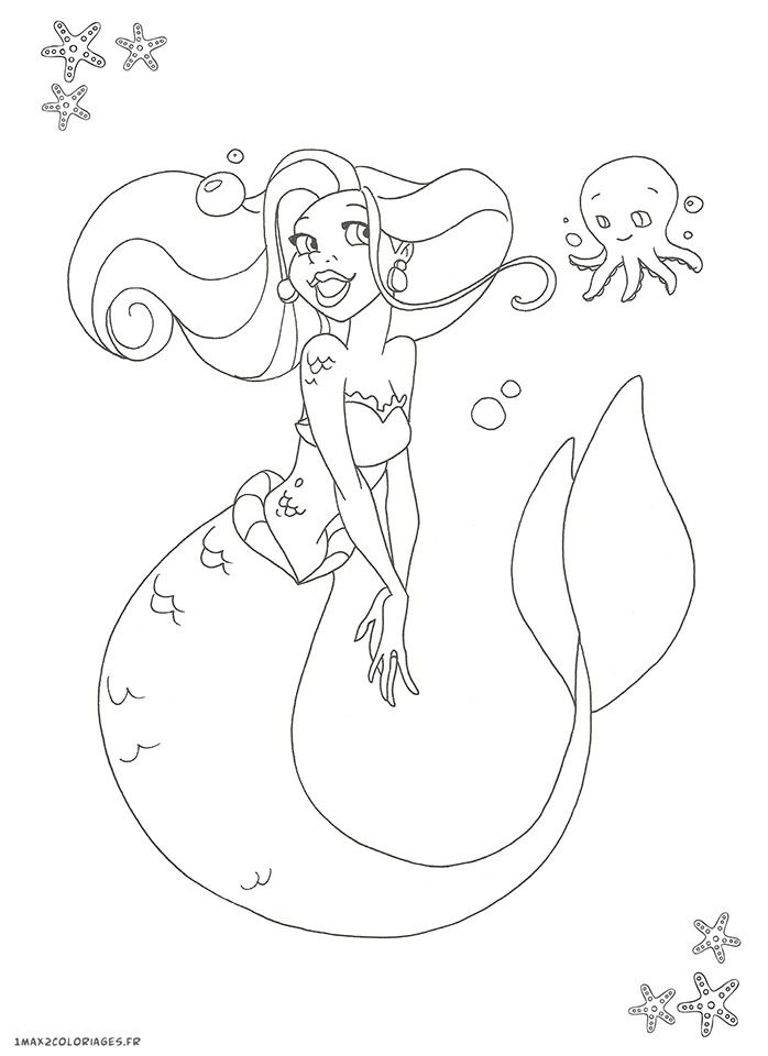 coloriage monde de sirène