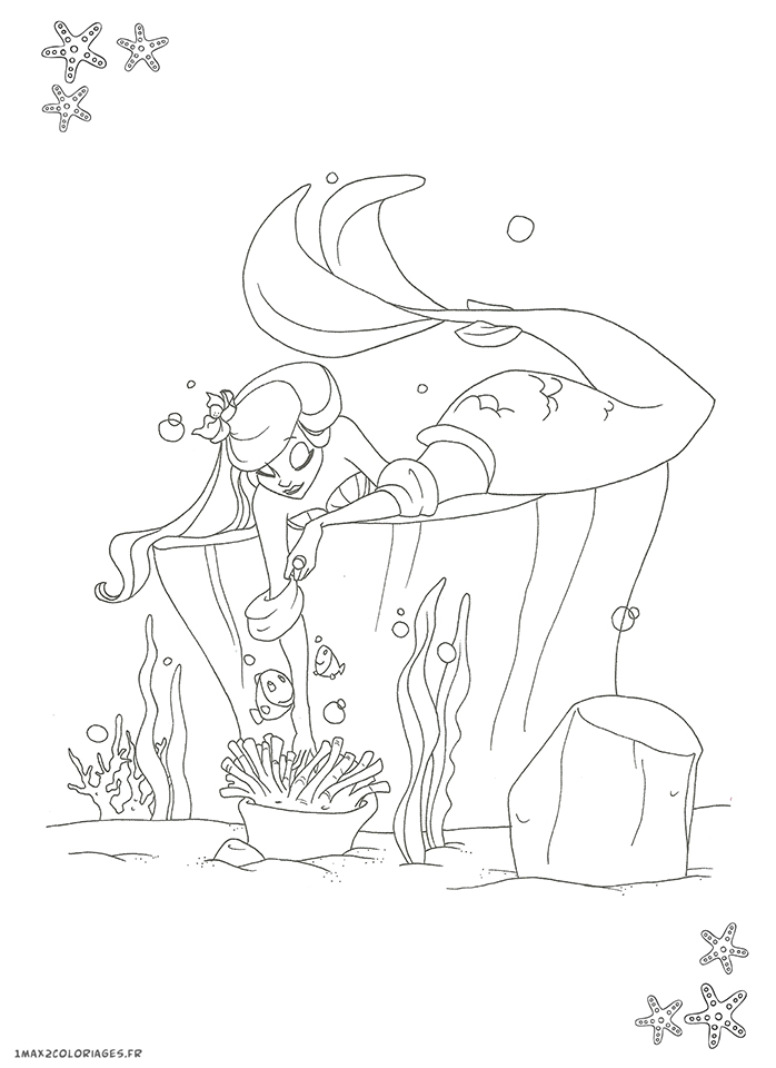 coloriage monde de sirène