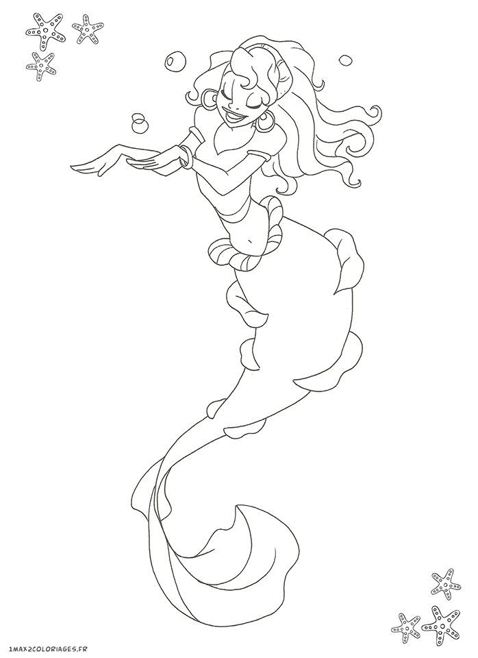 coloriage monde de sirène
