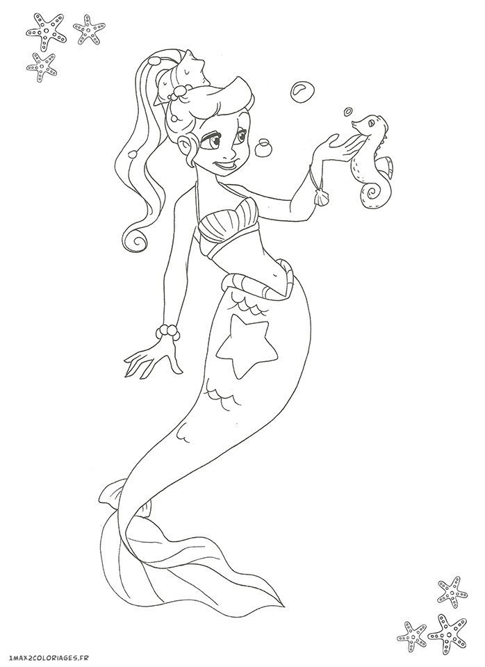 coloriage monde de sirène