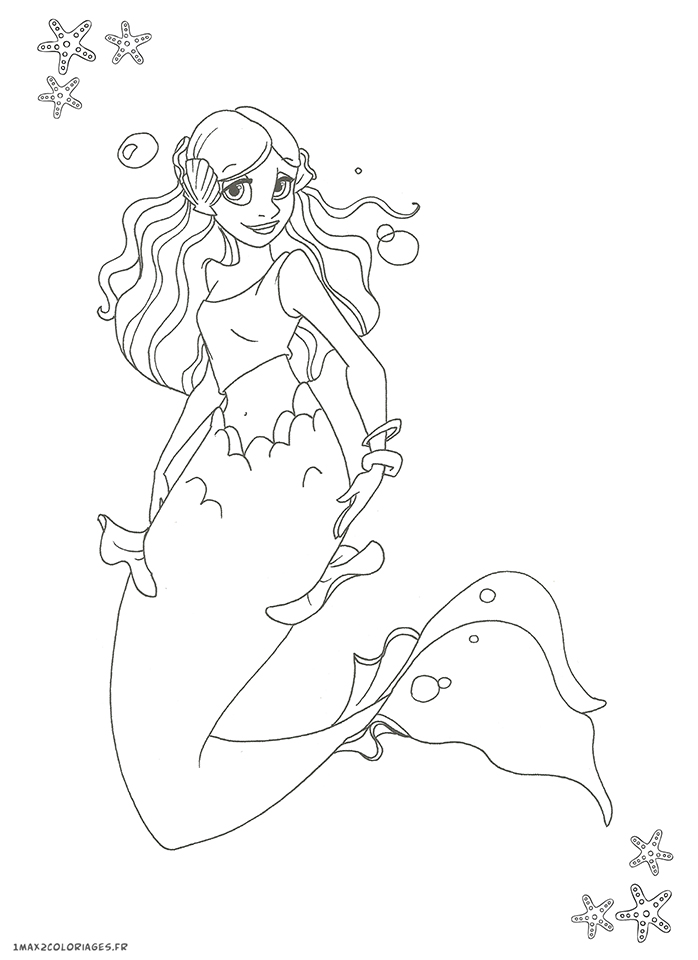 coloriage monde de sirène